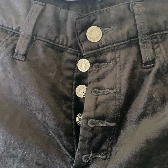 7 For All Mankind High Rise Black Velvet Pants - Picture 4 of 12